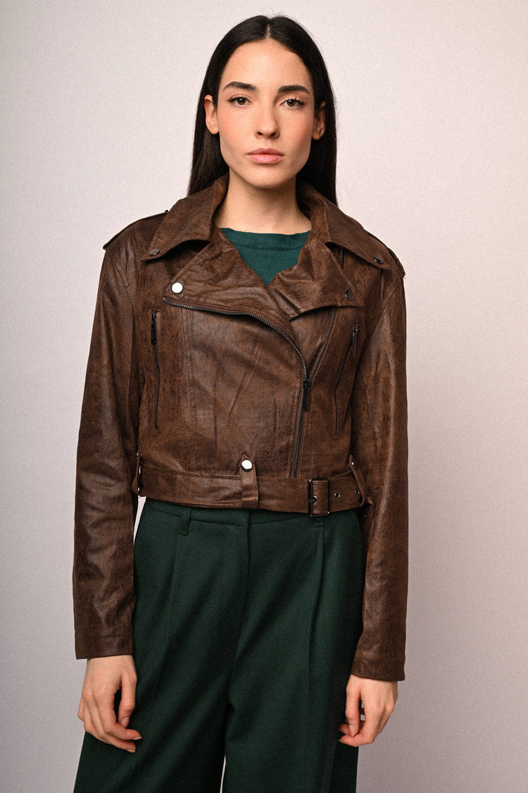 Vintage faux leather biker jacket