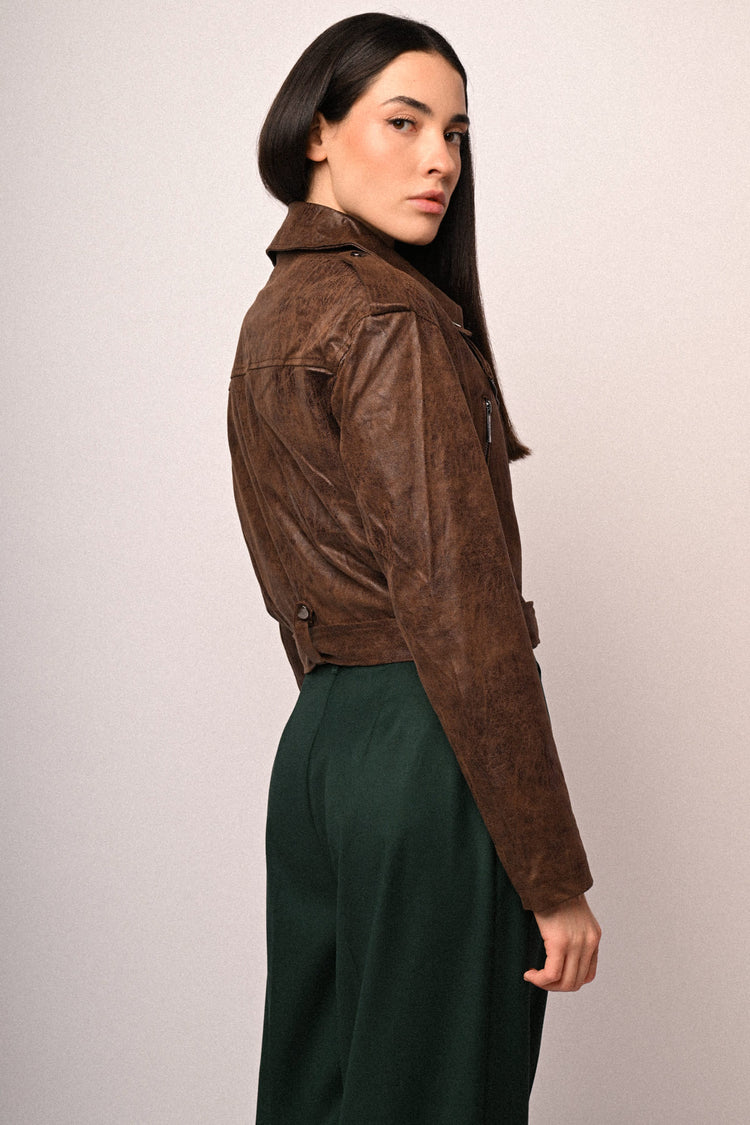 Vintage faux leather biker jacket