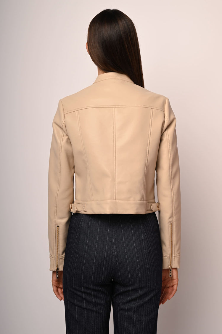 Faux leather biker jacket