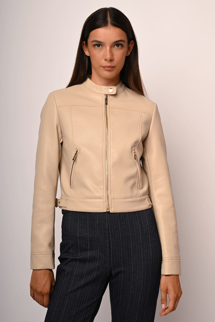 Faux leather biker jacket