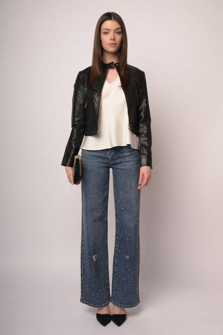 Faux leather biker jacket