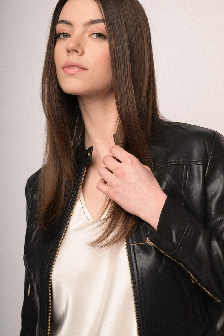 Faux leather biker jacket