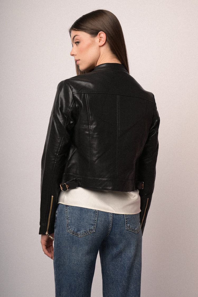 Faux leather biker jacket