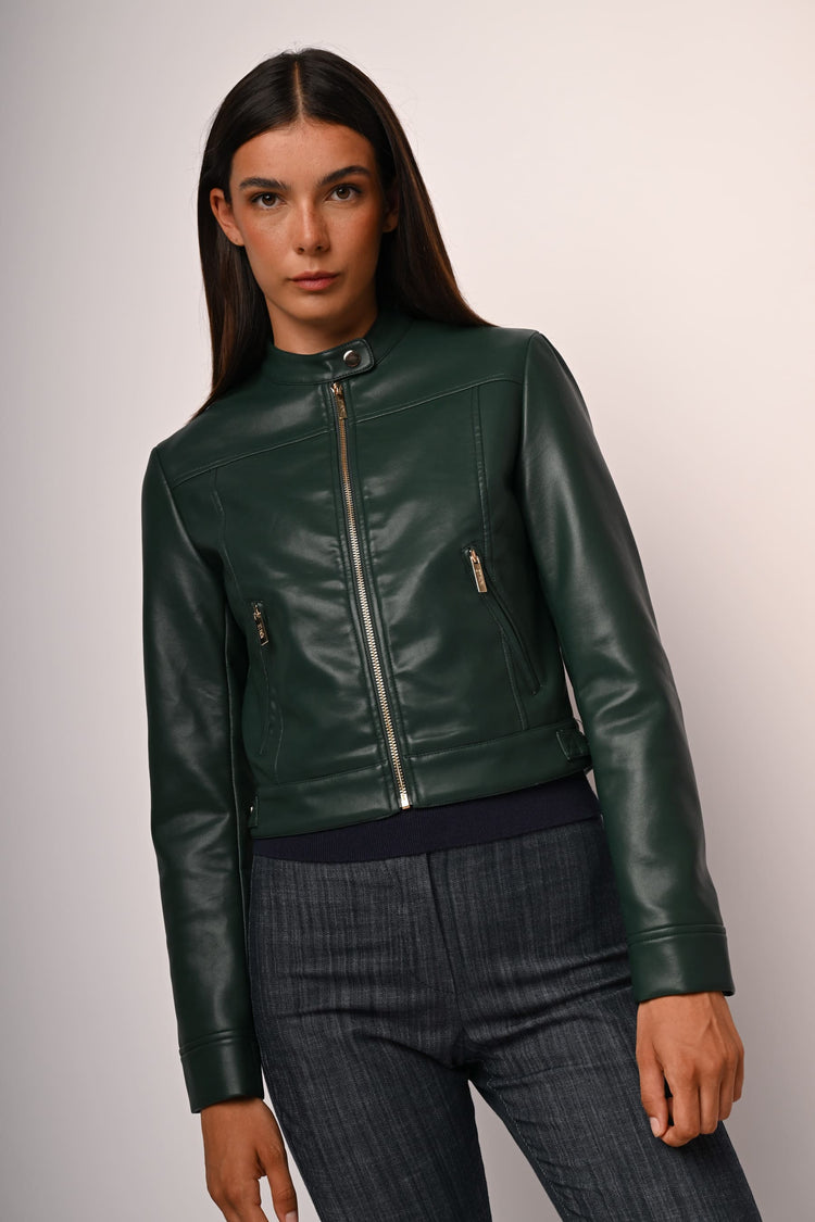 Faux leather biker jacket