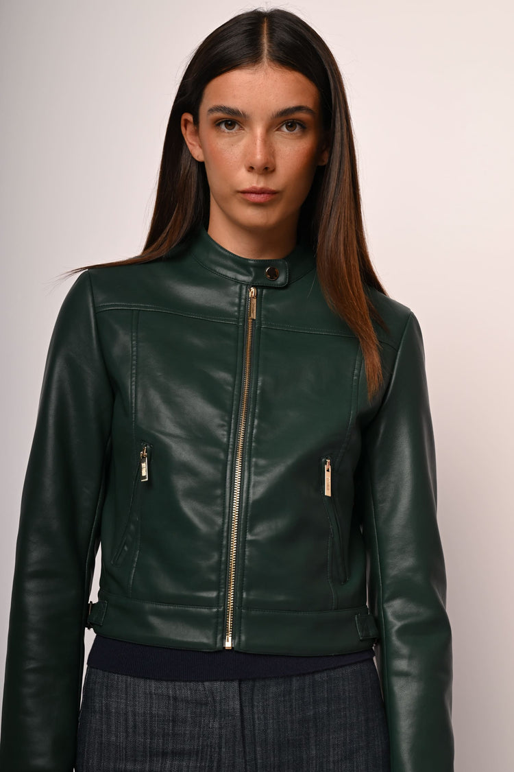 Faux leather biker jacket