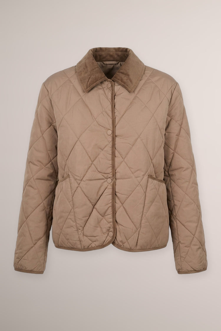Hazelnut quilted nylon loose-fit down jacket
