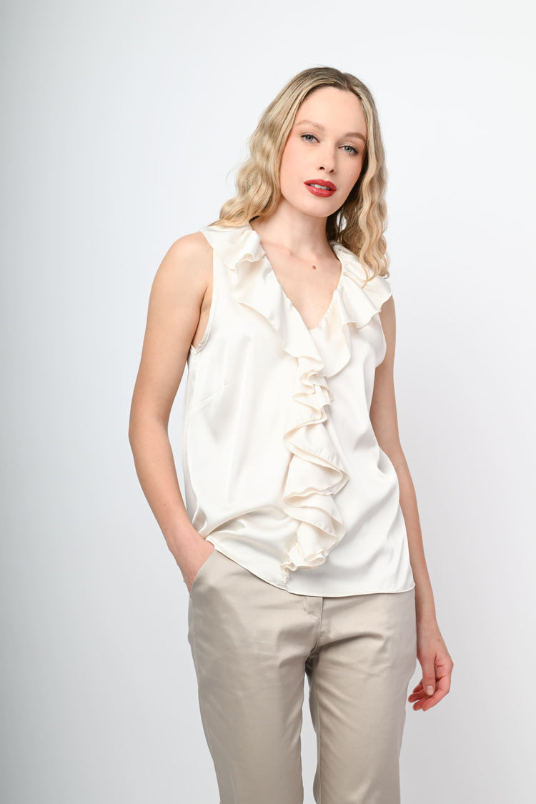 Frills satin top