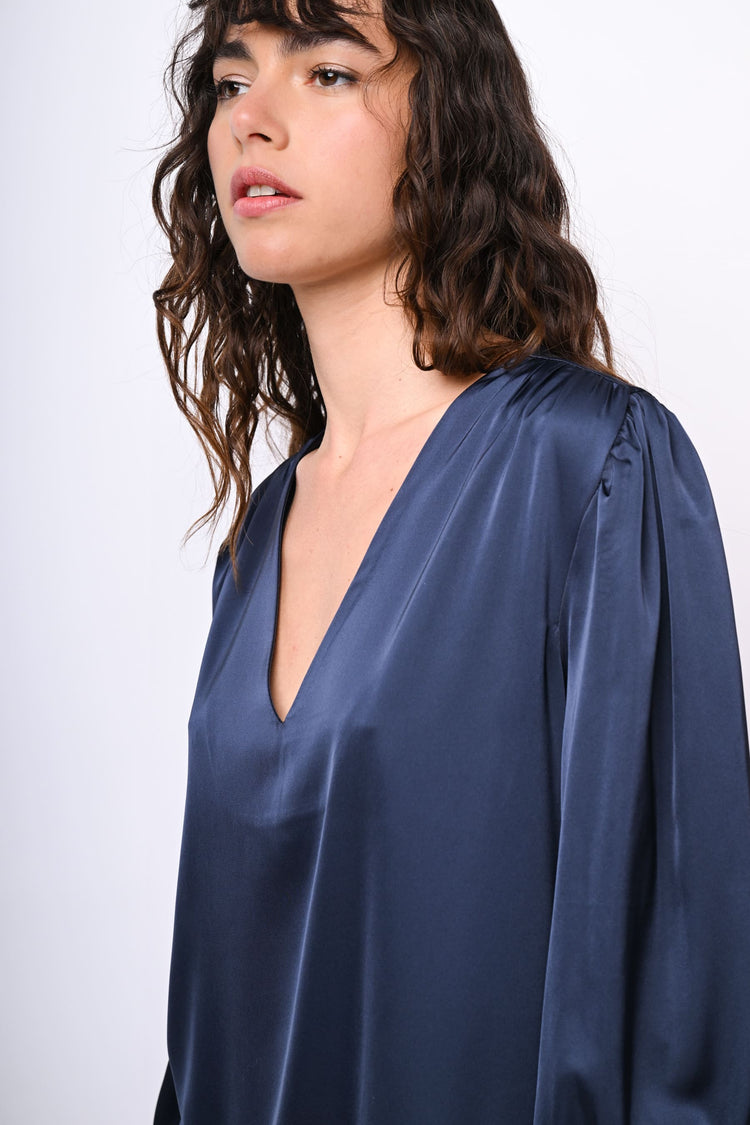 V-neck satin blouse