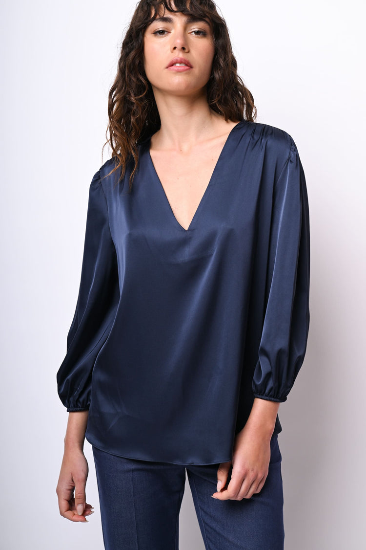 V-neck satin blouse