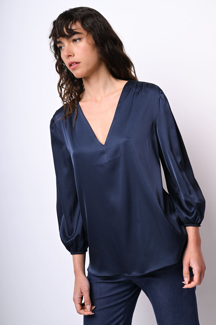 V-neck satin blouse