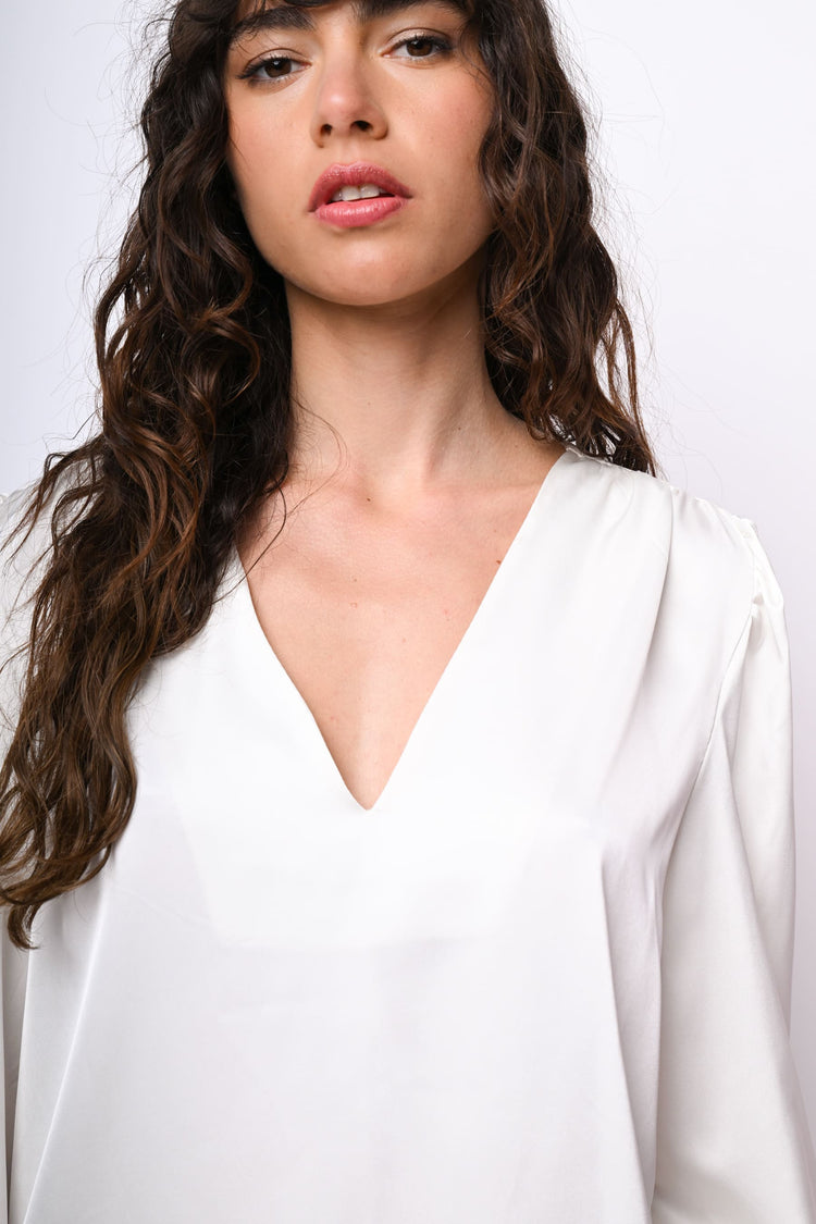 V-neck satin blouse