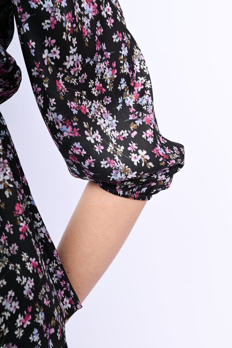 Bow-detail floral print blouse
