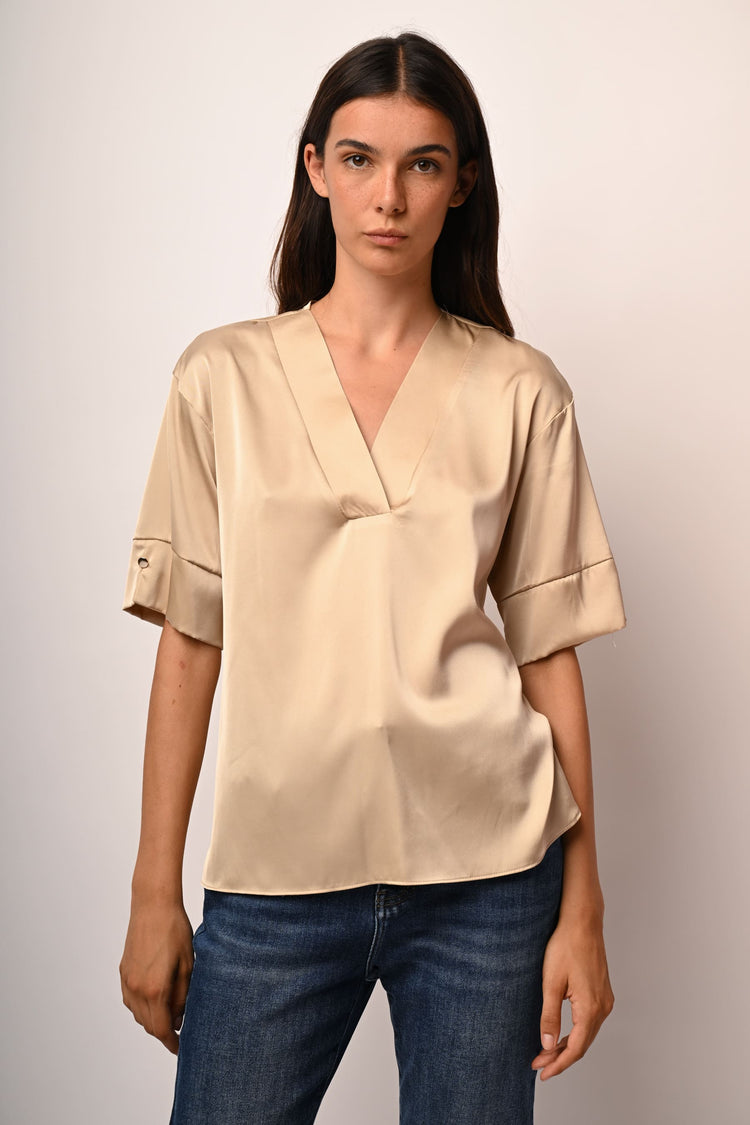 V-neck satin blouse