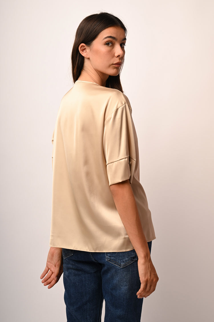 V-neck satin blouse