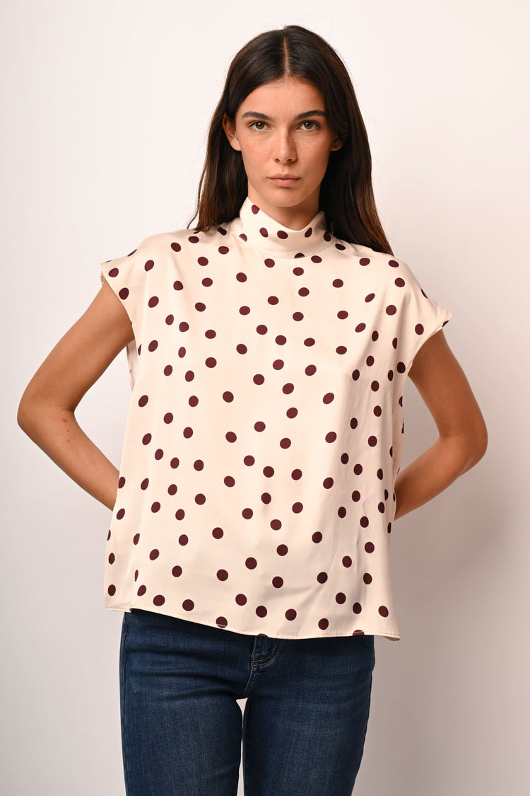 Polka dot satin blouse