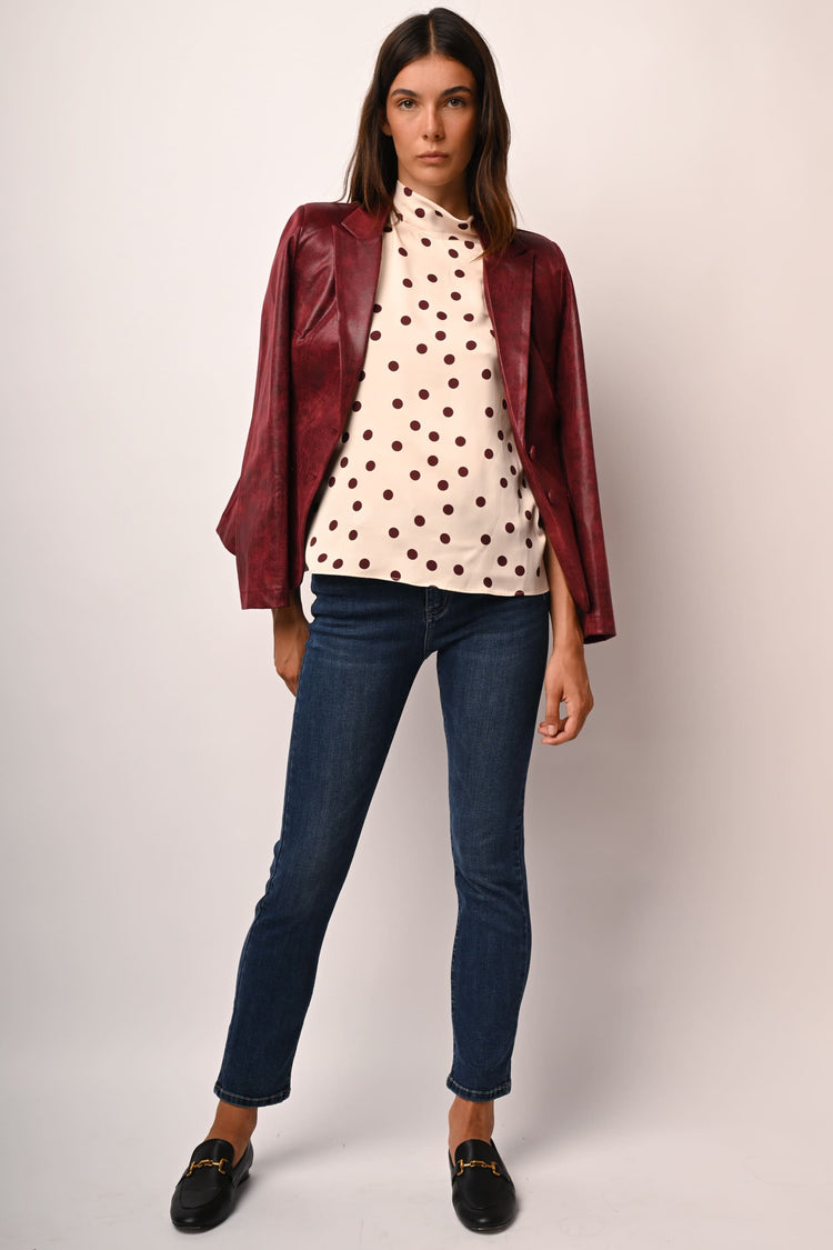 Polka dot satin blouse