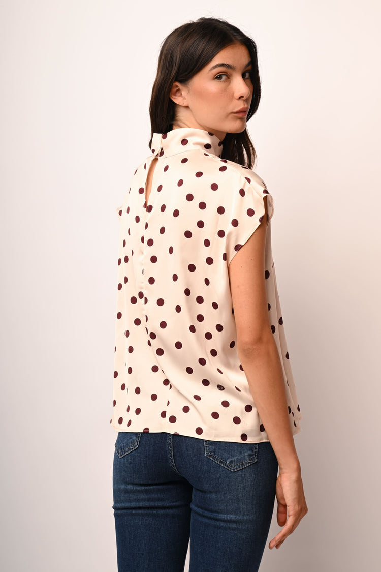 Polka dot satin blouse