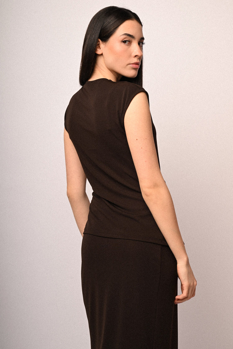 Golden-buckle wrap top