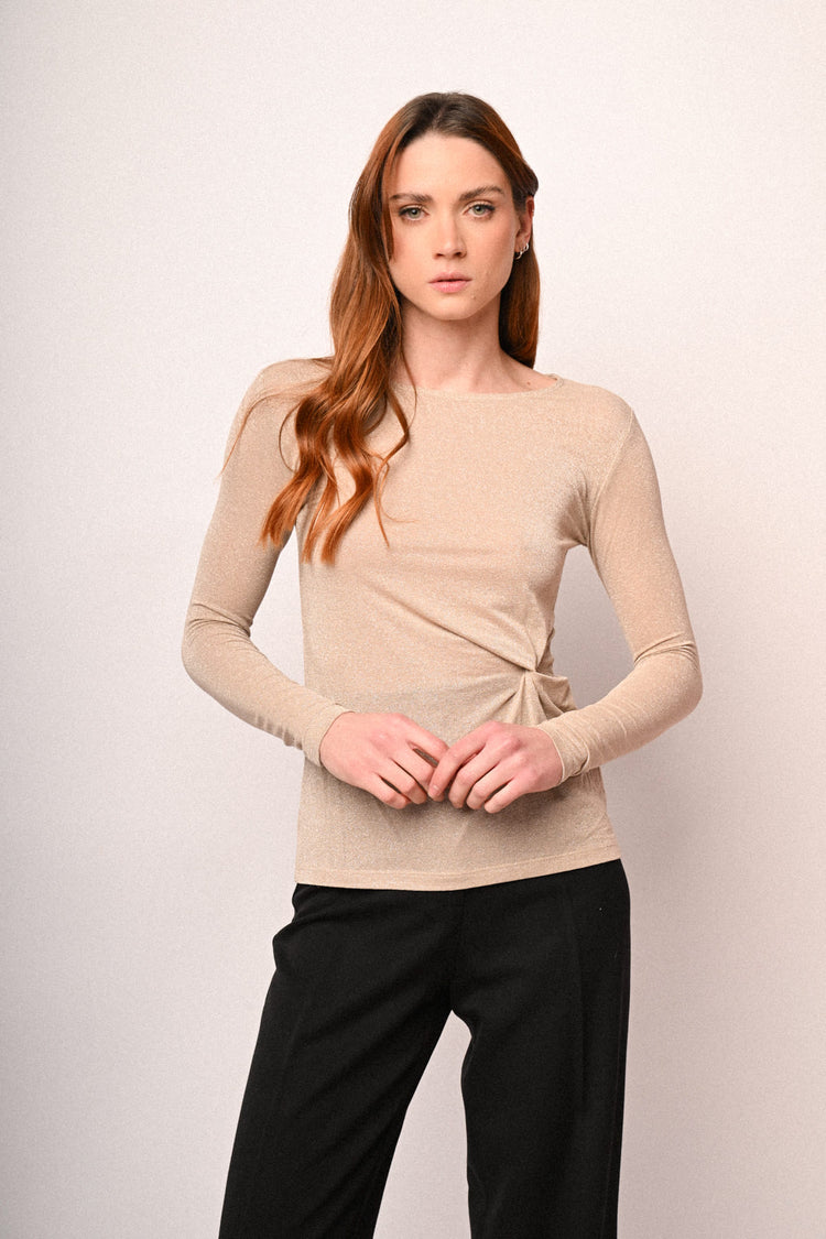 Knot lurex knit top