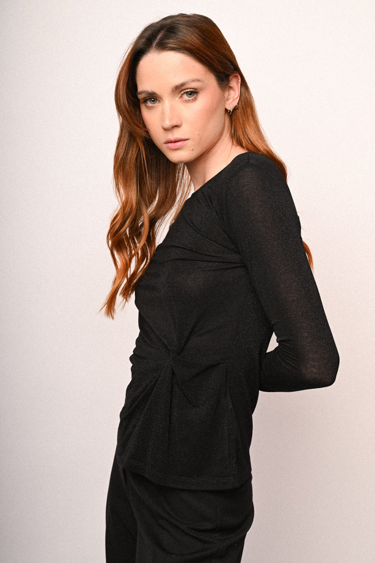 Knot lurex knit top