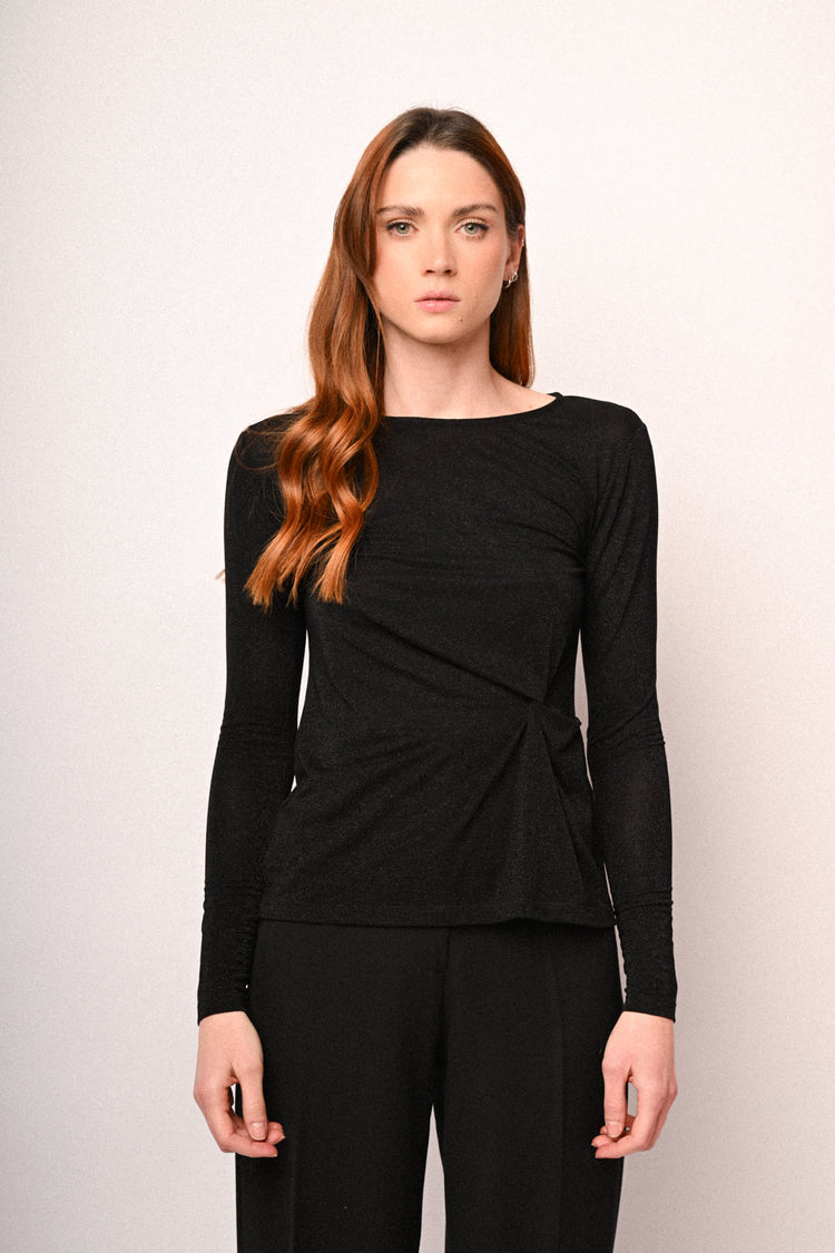 Knot lurex knit top