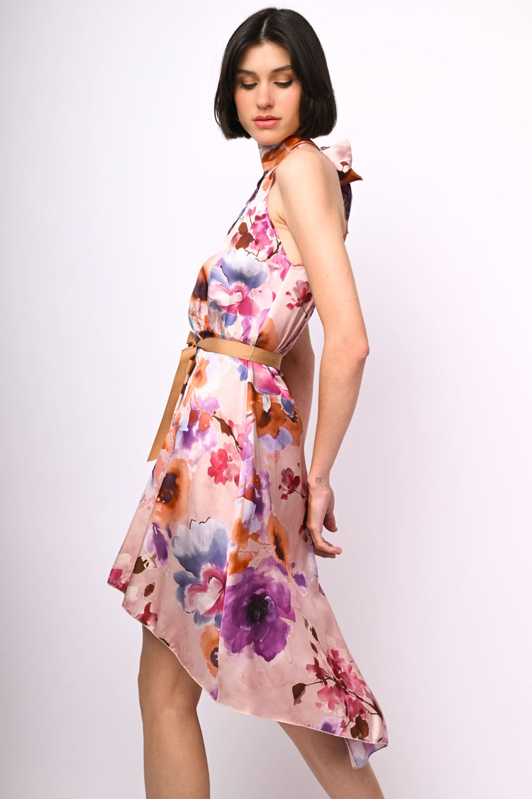 Floral print high-low dress