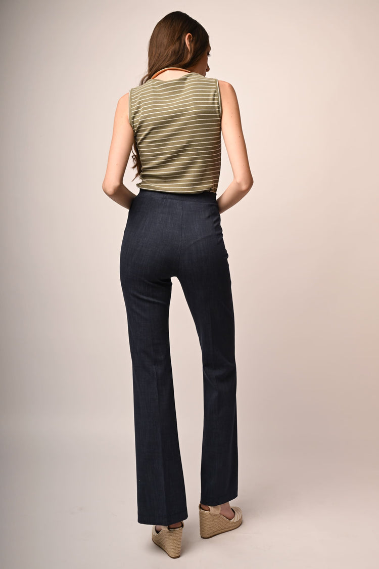 Viscose-blend flared trousers