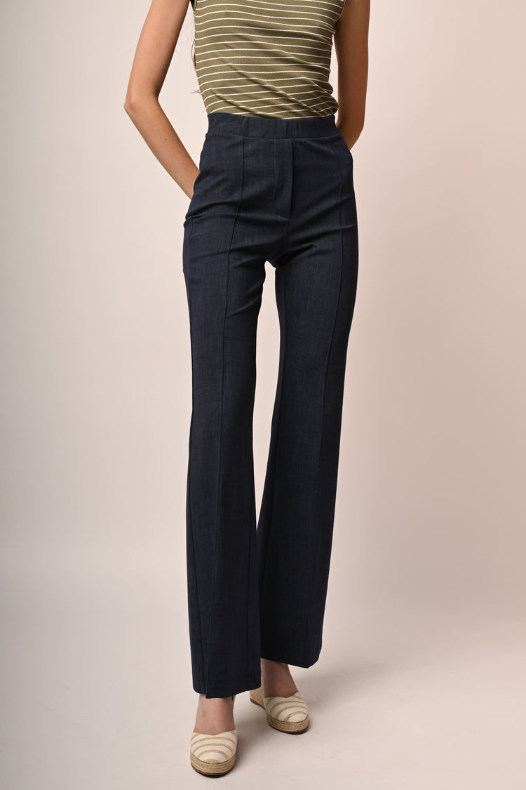 Viscose-blend flared trousers