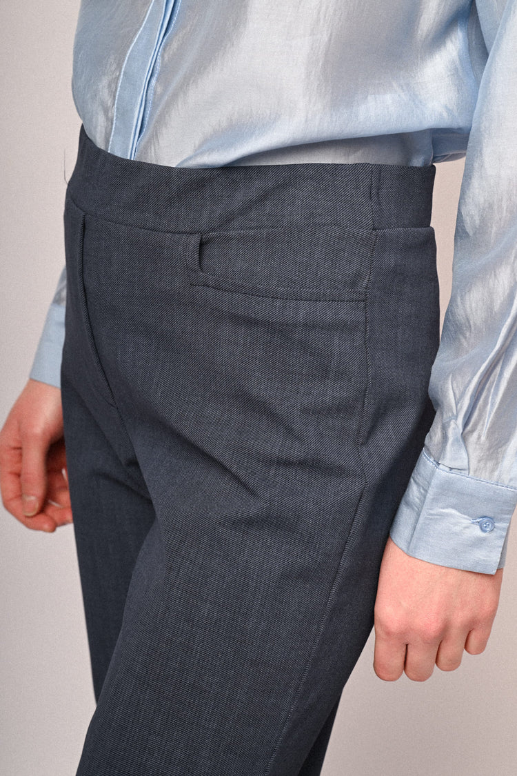 Denim-effect flared trousers