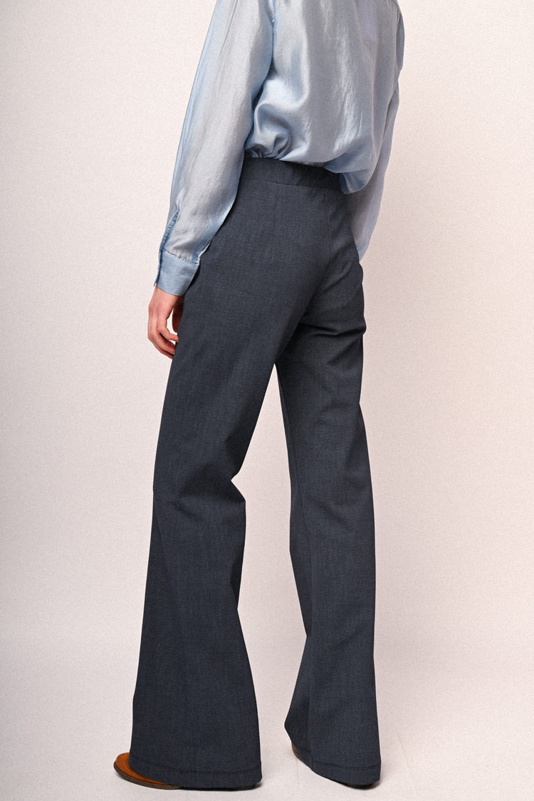 Denim-effect flared trousers