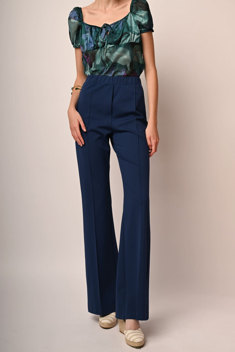 Viscose-blend flared trousers