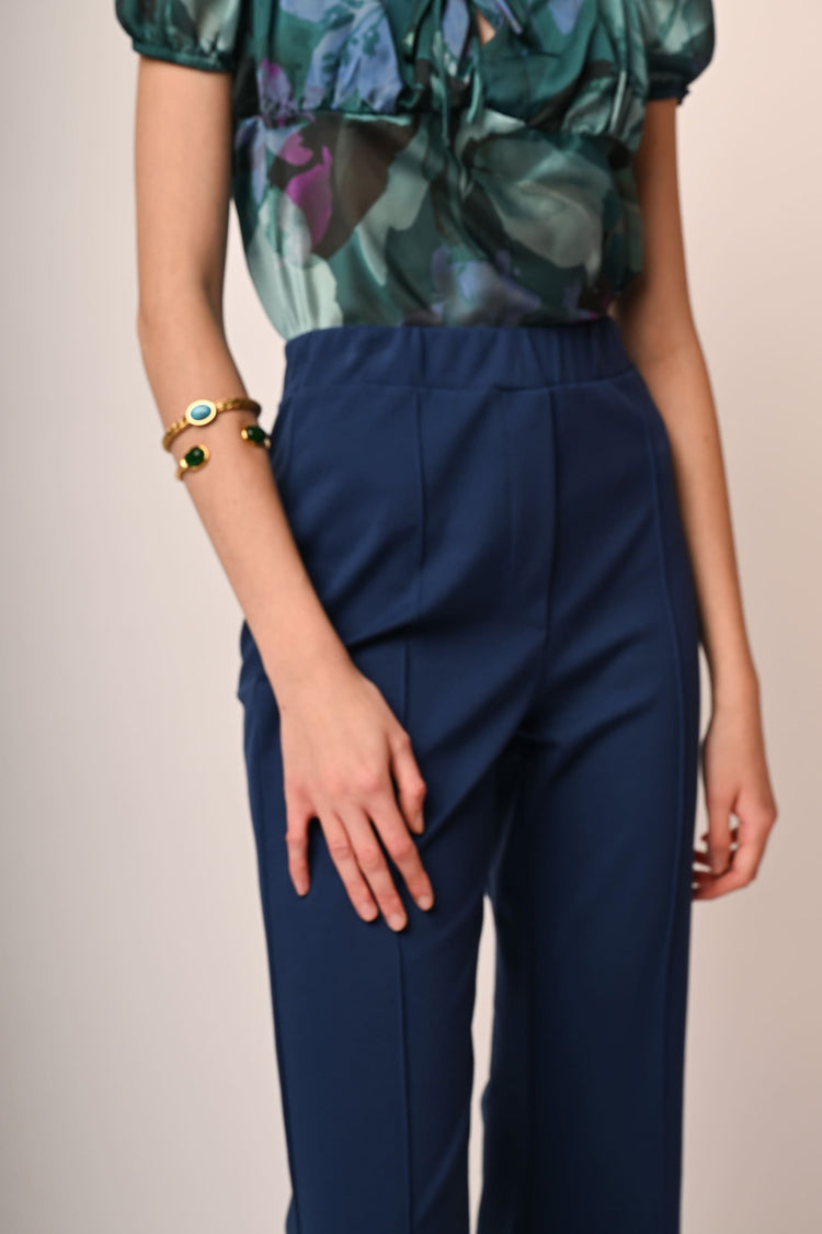 Viscose-blend flared trousers