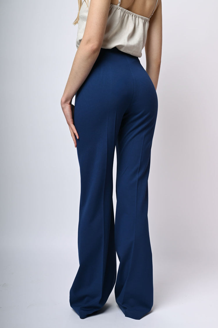 Viscose-blend flared trousers