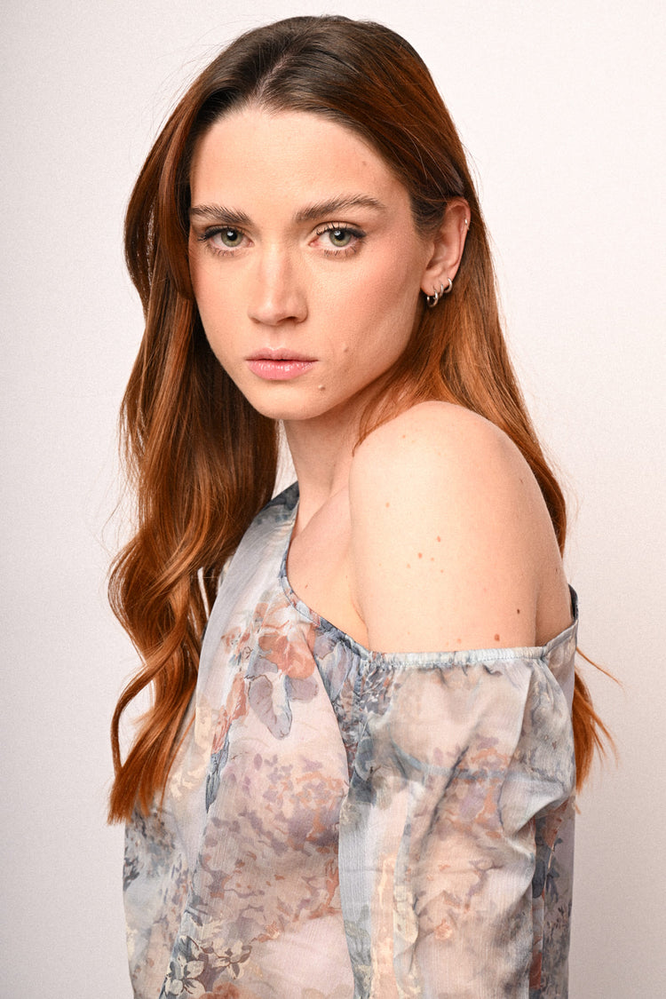 Floral print asymmetric blouse