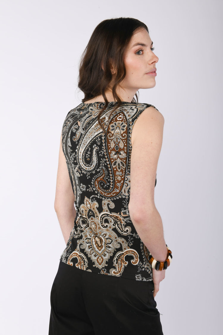 Print cowl neck top