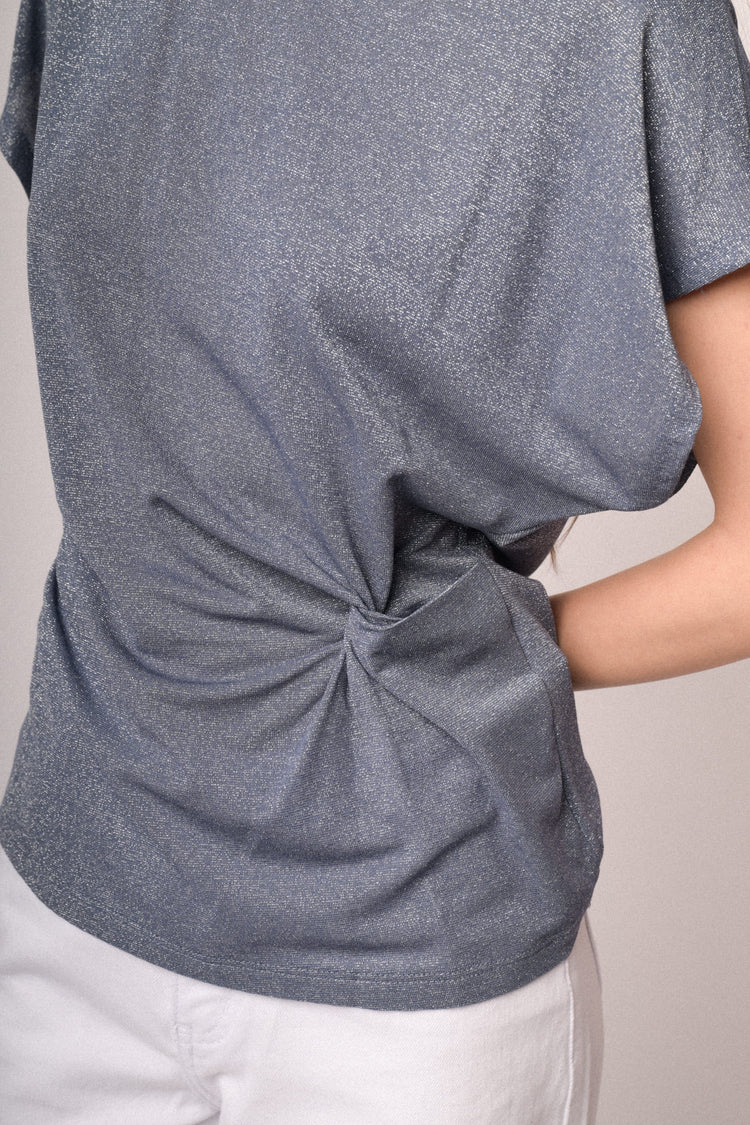 Blue knot lurex knit t-shirt