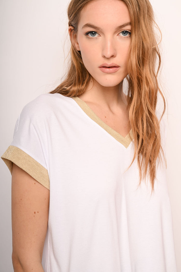 Maglia con bordo lurex oro