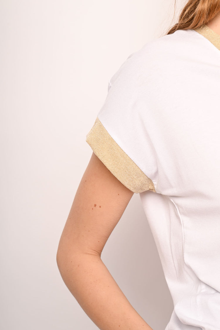 Maglia con bordo lurex oro
