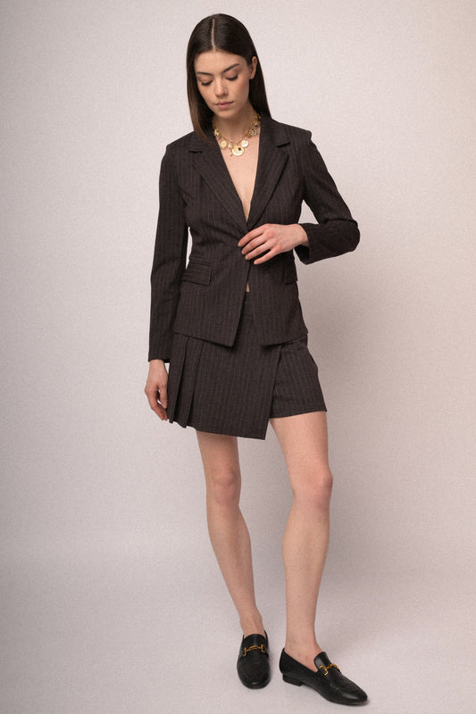 Pinstriped motif skort