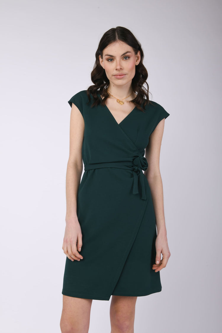 Rose-detail wrap mini dress
