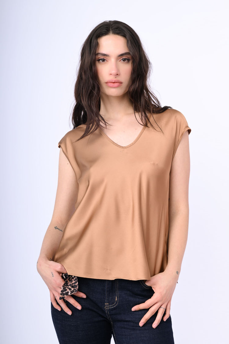 V-neck satin top