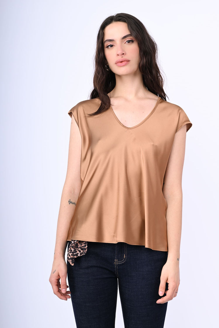 V-neck satin top