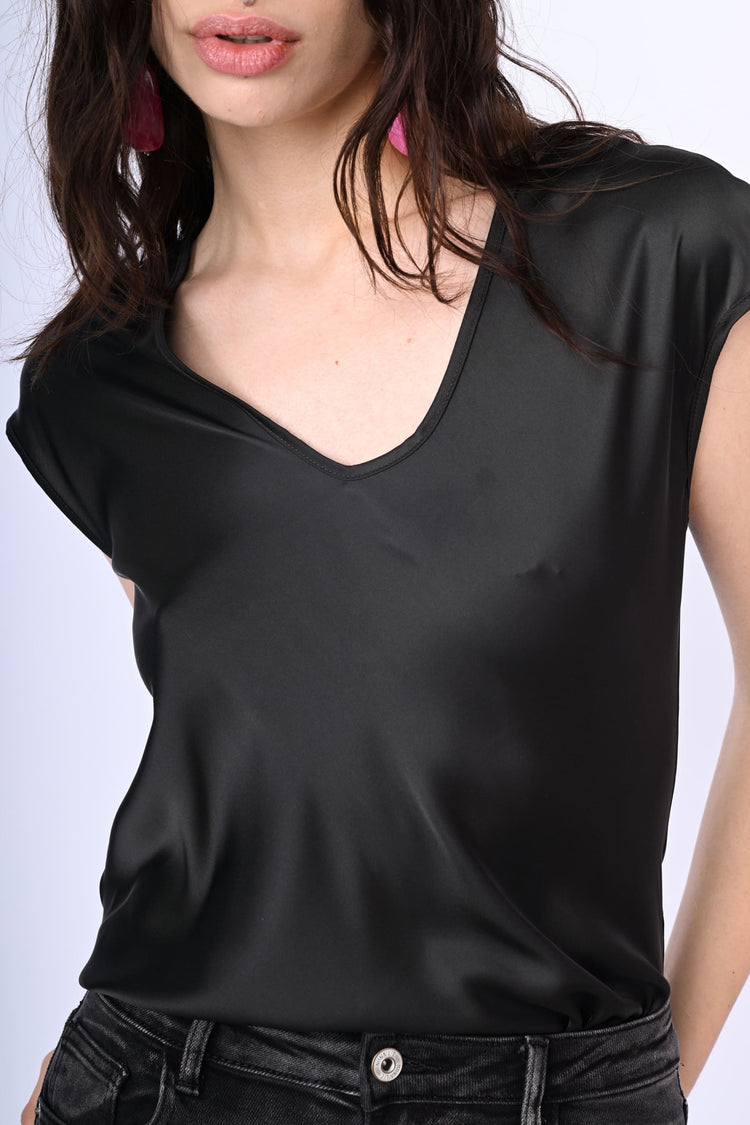 V-neck satin top