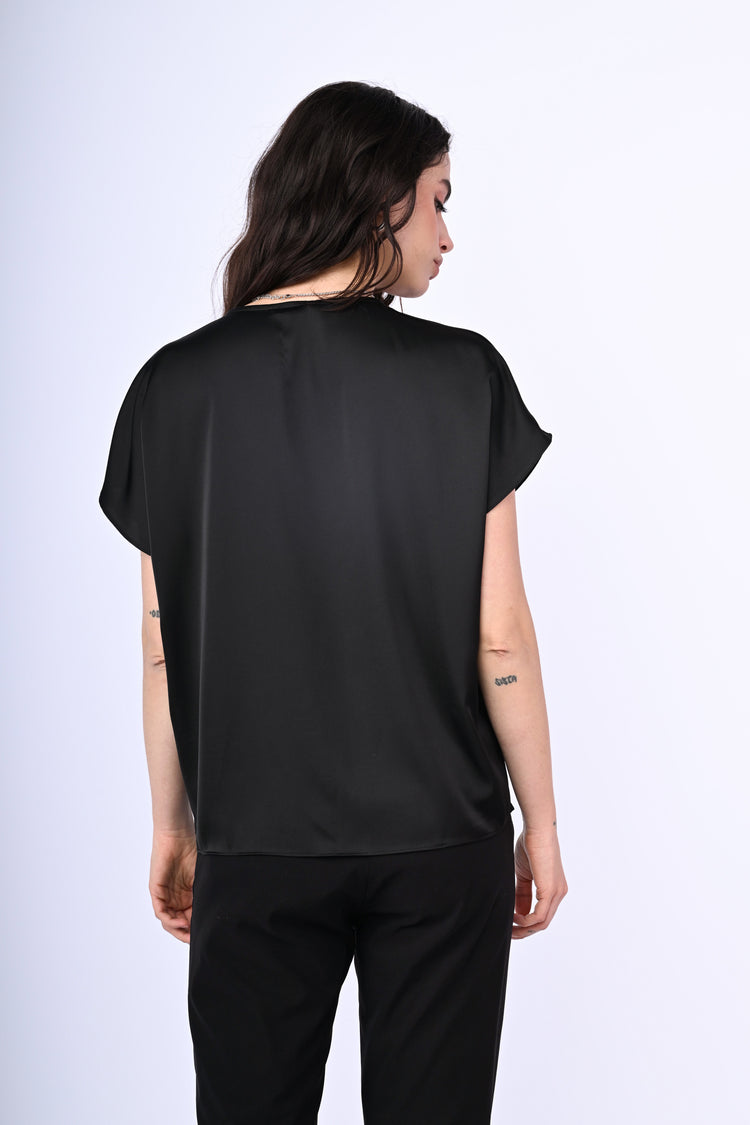 V-neck satin t-shirt
