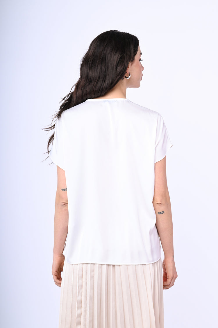 V-neck satin t-shirt