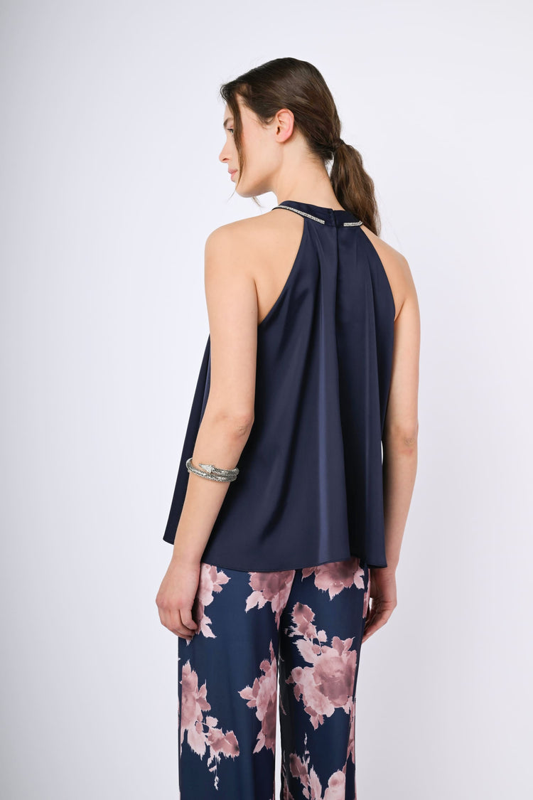 Rhinestone-detail halter top