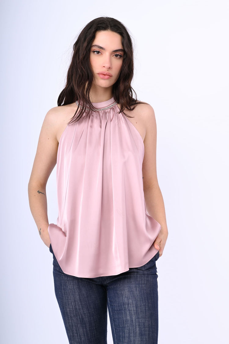 Rhinestone-detail halter top