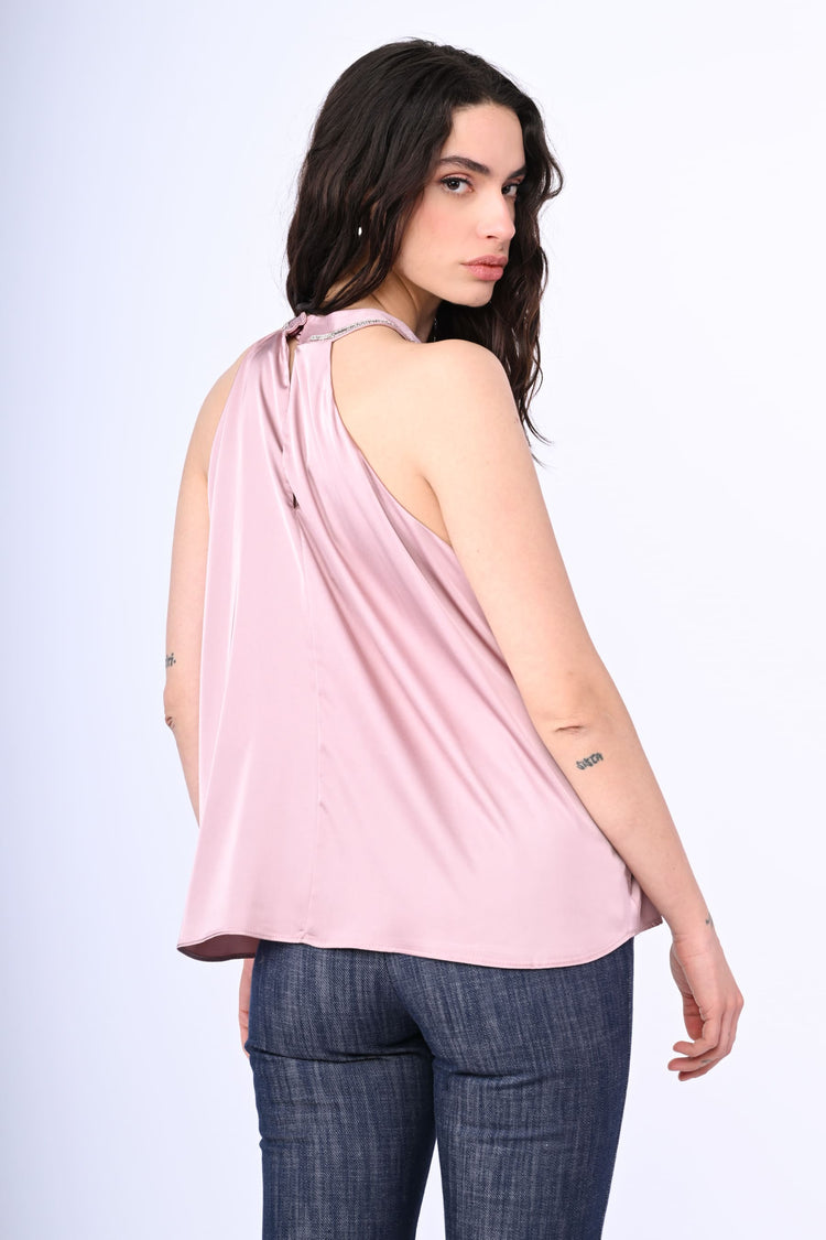 Rhinestone-detail halter top