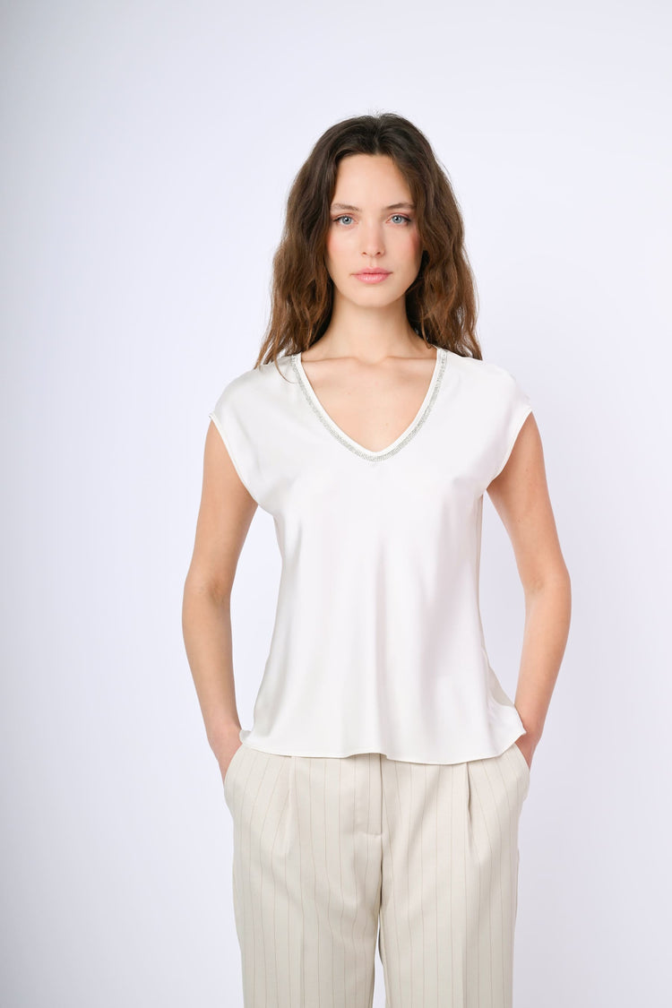 Rhinestone satin t-shirt
