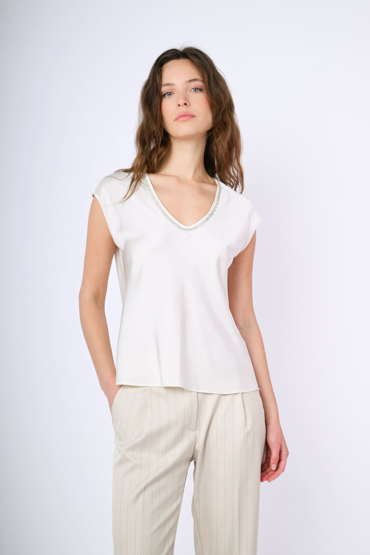 Rhinestone satin t-shirt